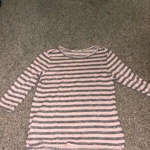 Onyx Pink and Gray Striped Long Sleeve Tee